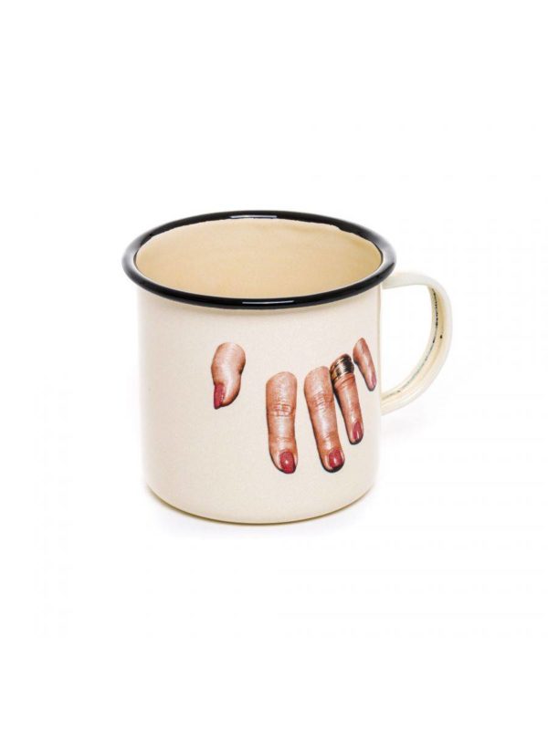 Finger Hand Enamel Mug
