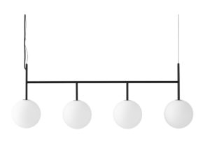 lampa linearna w stylu lpoftowym z 4 kloszami białymi