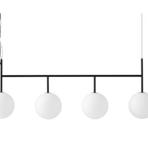 lampa linearna w stylu lpoftowym z 4 kloszami białymi